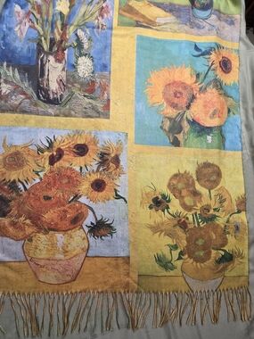 Vincent Van Gogh Sunflowers & Lilies Cashmere Blend Scarf Wrap Raggamuffin